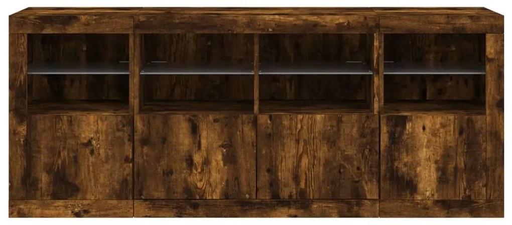 füstös tölgy színű tálalószekrény LED-ekkel 163 x 37 x 67 cm