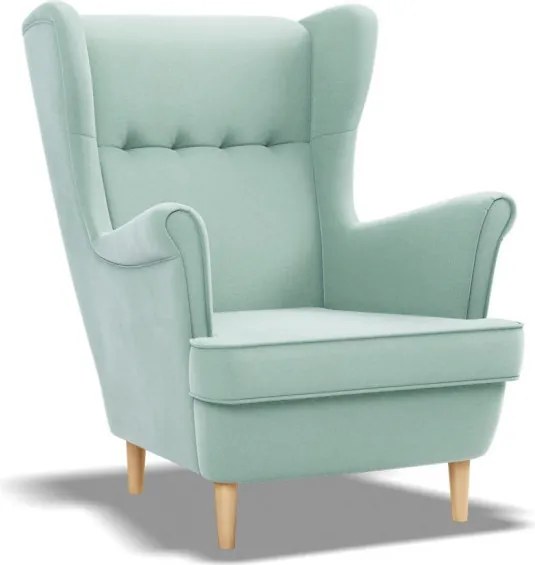 Uszak fotel, bársony, kék