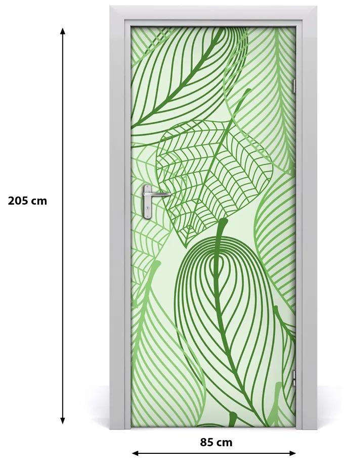 Ajtóposzter öntapadós Zöld levelek 95x205 cm