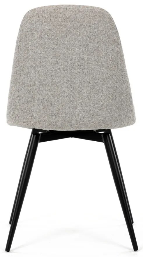 Scaun de sufragerie pivotant, material crem, mecanism rotativ 360°, lac negru mat, picioare metalice