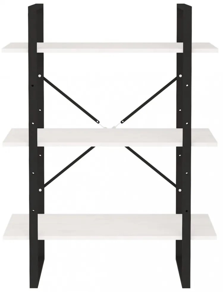 háromszintes fehér tömör fenyőfa könyvszekrény 80 x 30 x 105 cm