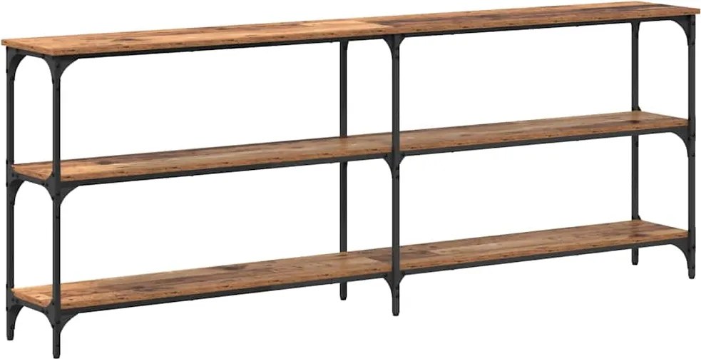 vidaXL Konzolasztal Öreg fa 200 x 29 x 75 cm Mérnöki fa és fém