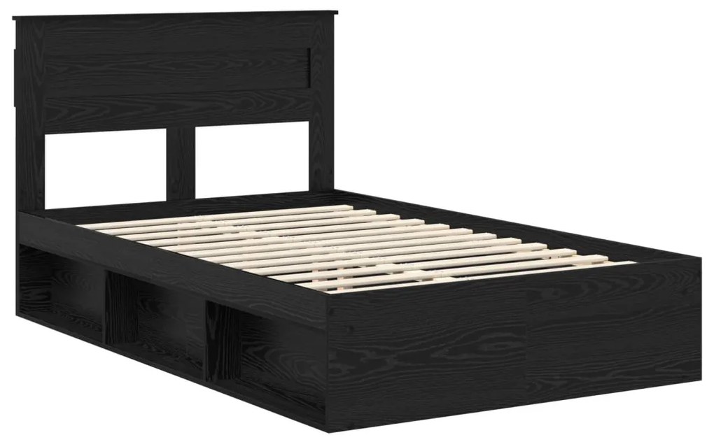 vidaXL Ágykeret matracmal fiókkal Fekete 120 x 200 cm Tömör fenyőfa
