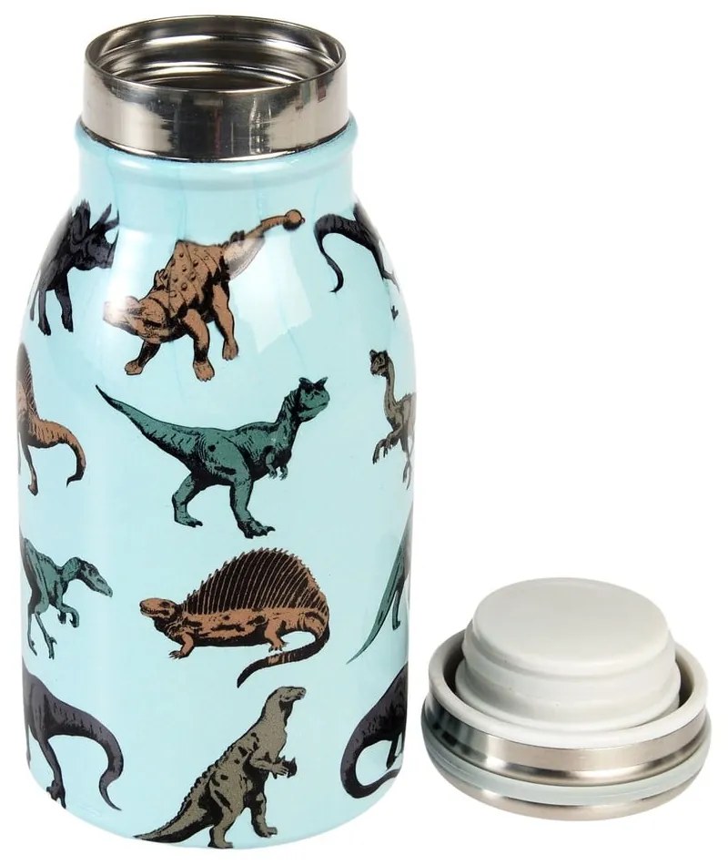 Világoskék rozsdamentes acél gyerek ivópalack 250 ml Prehistoric Land – Rex London