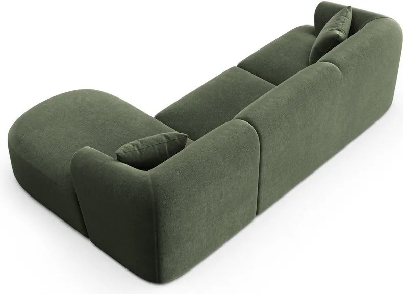 Zöld bársony sarokkanapé (jobb oldali-heverő résszel) Campi – Cosmopolitan Design