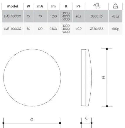 LED dimmelhető fürdőszobai mennyezeti lámpa LED/30W/230V átm. 38 cm IP54