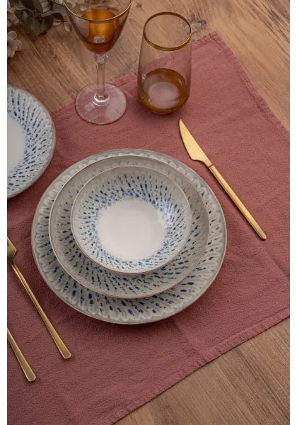 24 darabos étkészlet, kék/bézs, porcelán
