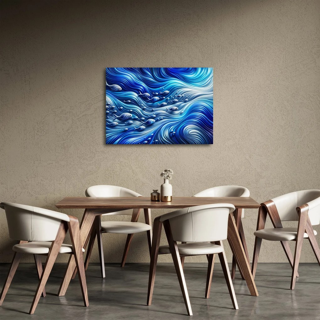 Kép – Halak a hullámokban (70x50 cm)