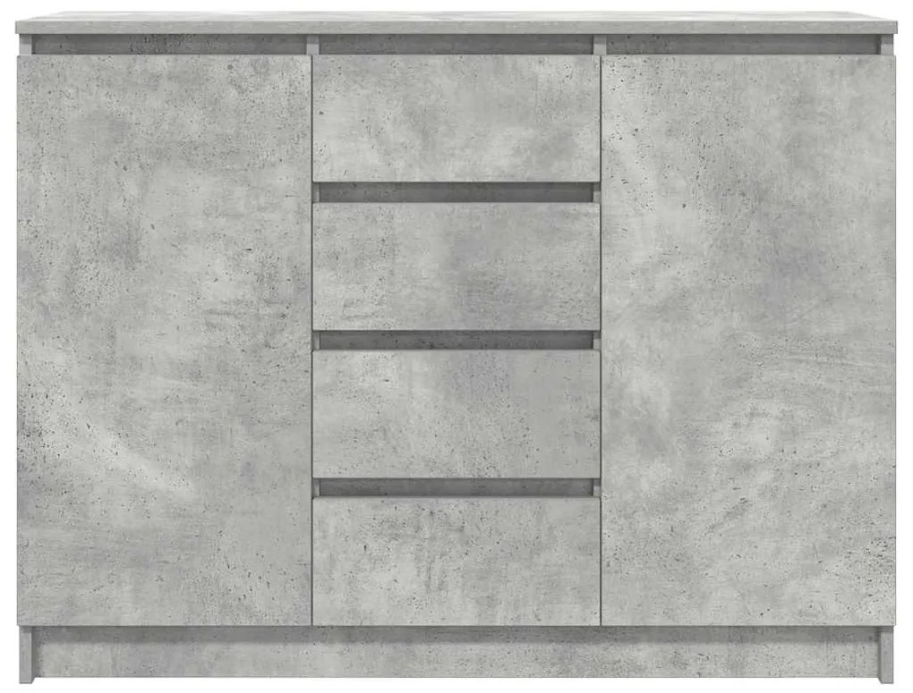 betonszürke szerelt fa tálalószekrény fiókos 100,5x35x76 cm
