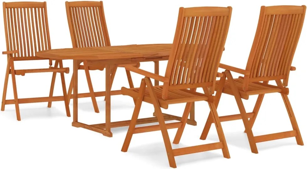 vidaXL 5 részes tömör eukaliptuszfa kerti étkezőgarnitúra