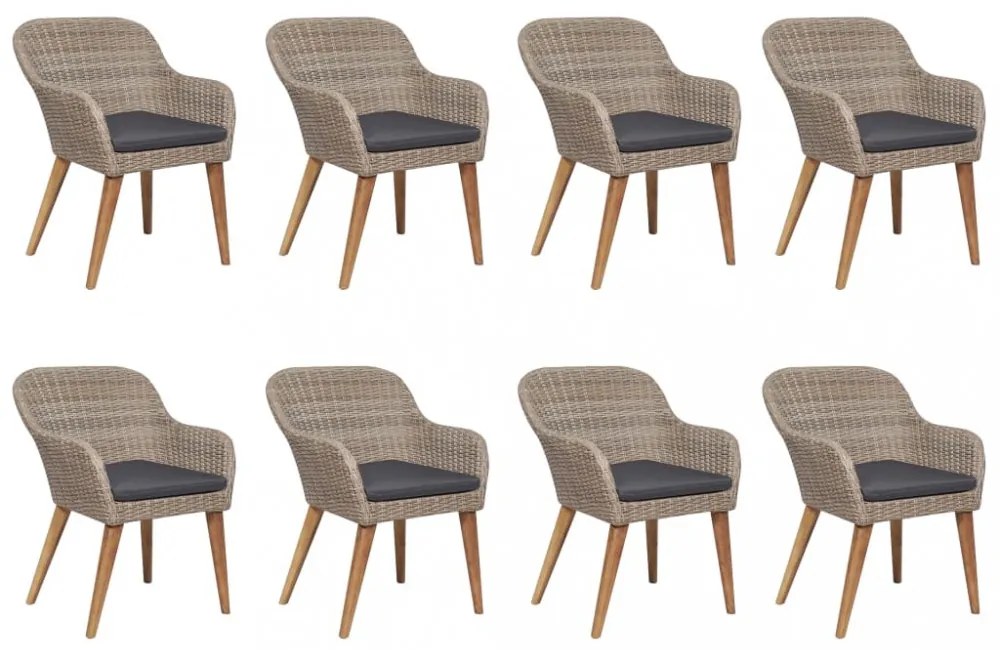 vidaXL 9 részes barna kültéri polyrattan étkezőgarnitúra