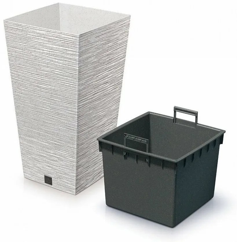 FURU SQUARE ECO WOOD virágtartó 24 cm betéttel, fehér ECO, S