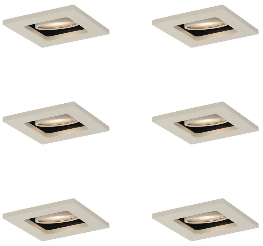 6 darabos modern, bézs színű, süllyesztett spotlámpa készlet GU10 50mm-es, forgatható és dönthető - Qure