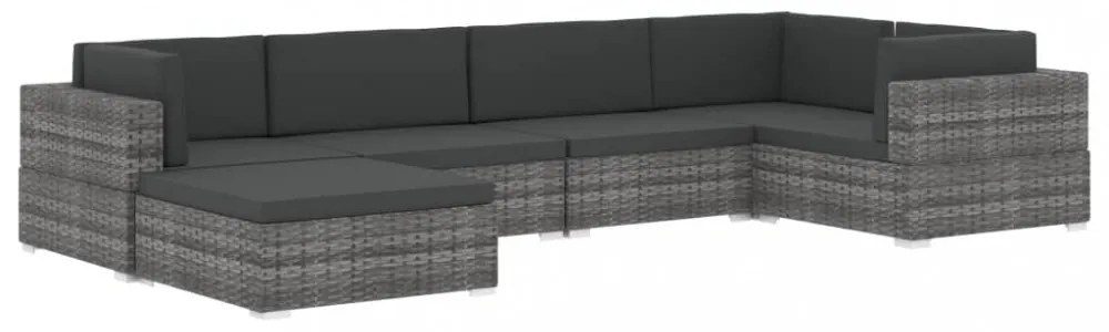 1 db fekete polyrattan moduláris középső kanapé párnákkal