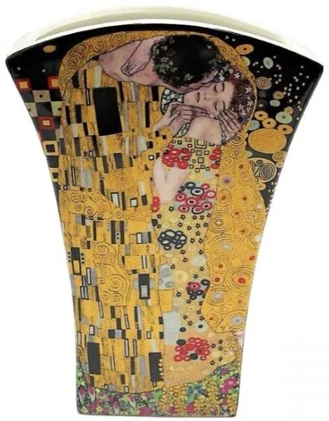 Porcelán váza Klimt A Csók díszdobozban Fekete háttérrel