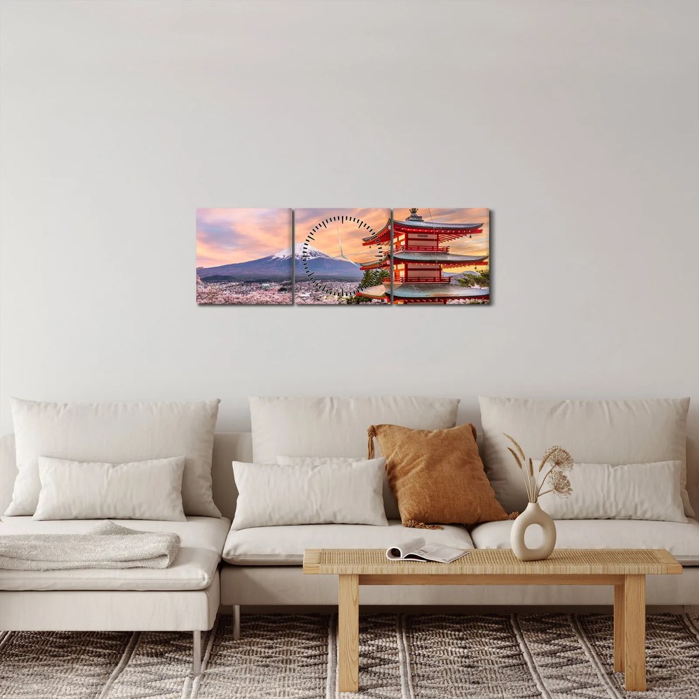 Kép - Fuji, Japán (órával) (90x30 cm)