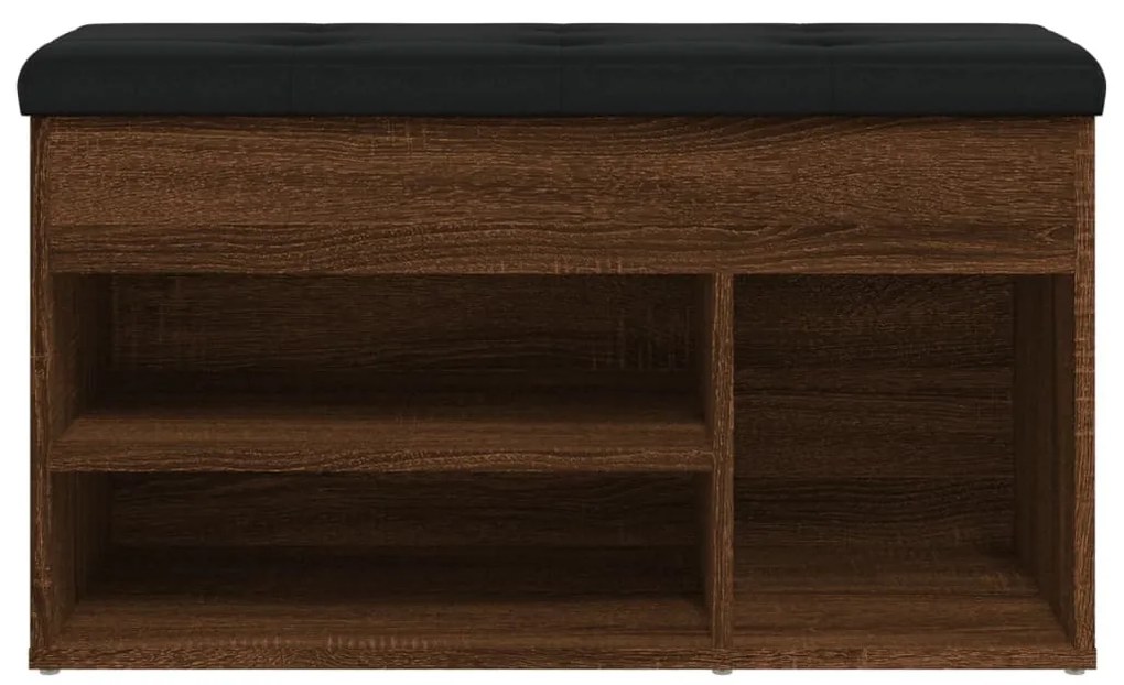 barna tölgy színű szerelt fa cipőtároló pad 82 x 32 x 45,5 cm
