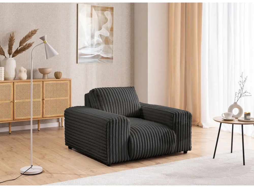 Sötétszürke kordbársony fotel Justin – Ropez