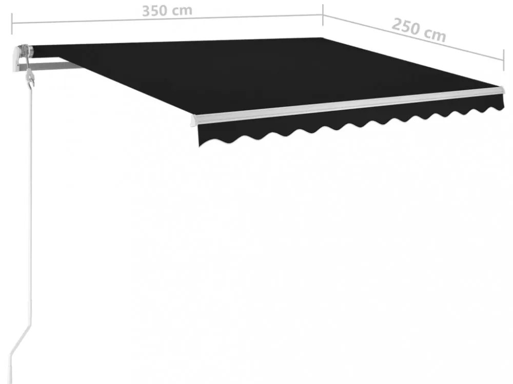 antracitszürke kézzel kihúzható napellenző póznákkal 3,5x2,5 m