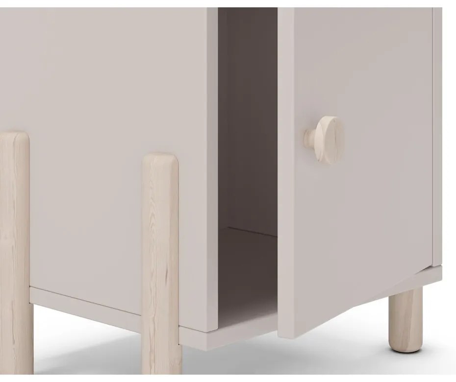 Krémszínű borovi fenyő gyerek éjjeliszekrény Enola – Marckeric