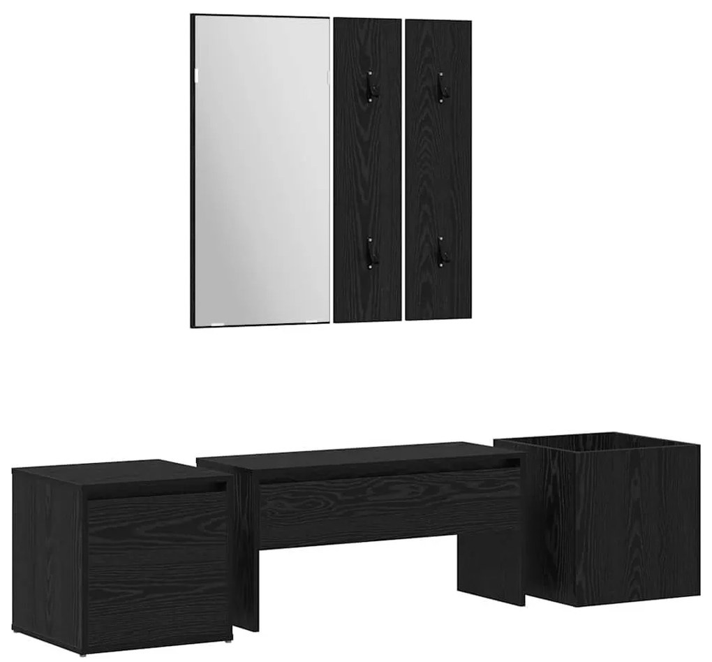 Előszoba bútorkészlet 4 pcs Musta tammi 80 x 31 x 40 cm Faanyag