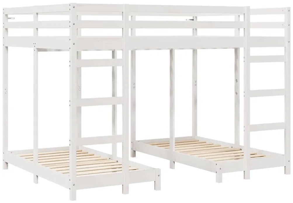vidaXL Háromszintes emeletes ágykeret Fehér 140 x 200 cm Tömör fenyőfa