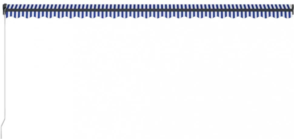 kék és fehér kézzel kihúzható LED-es napellenző 600 x 300 cm