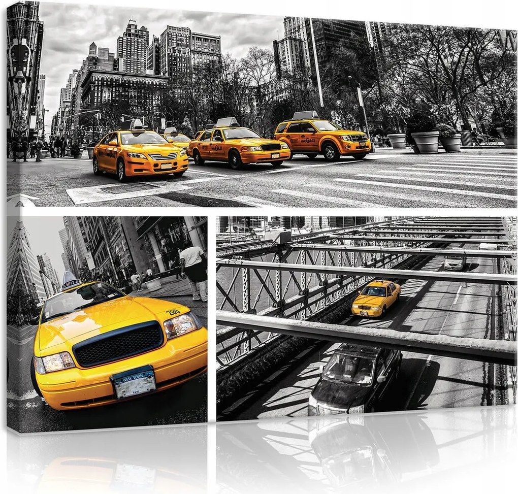 Vászonkép 80x60 Város taxi New York dinamika mozgás sárga kontraszt