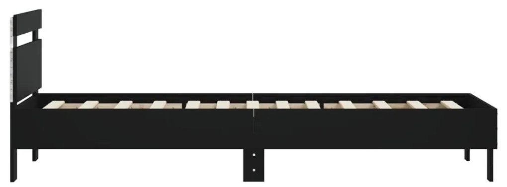 fekete ágykeret fejtámlával és LED-világítással 90 x 200 cm