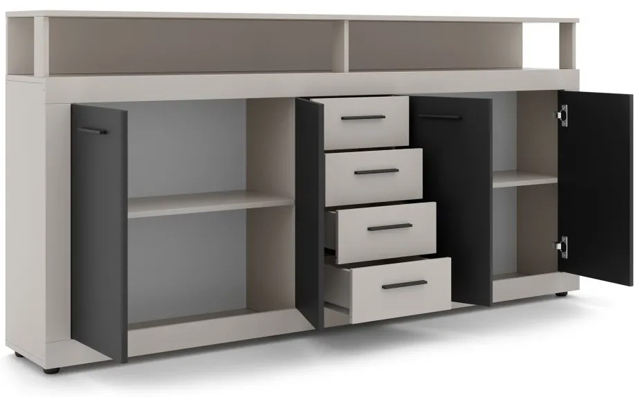 XXL/LUNA Komód Kasmír/Fekete Színben