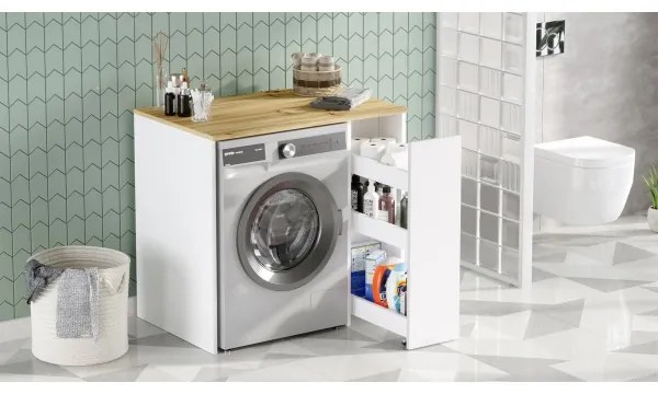 Mosógép szekrény tárolóhellyel 88,3x93,5 cm fehér/dió