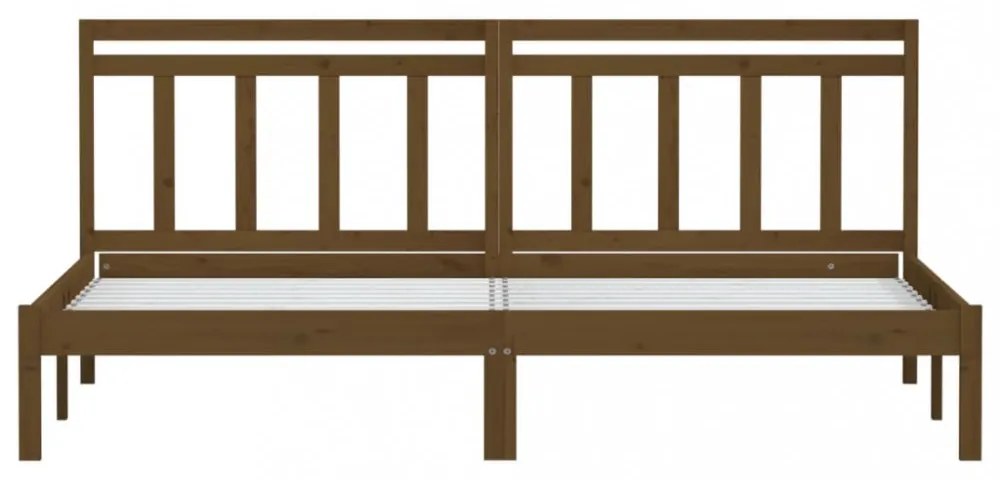 mézbarna tömör fenyőfa ágykeret 200 x 200 cm