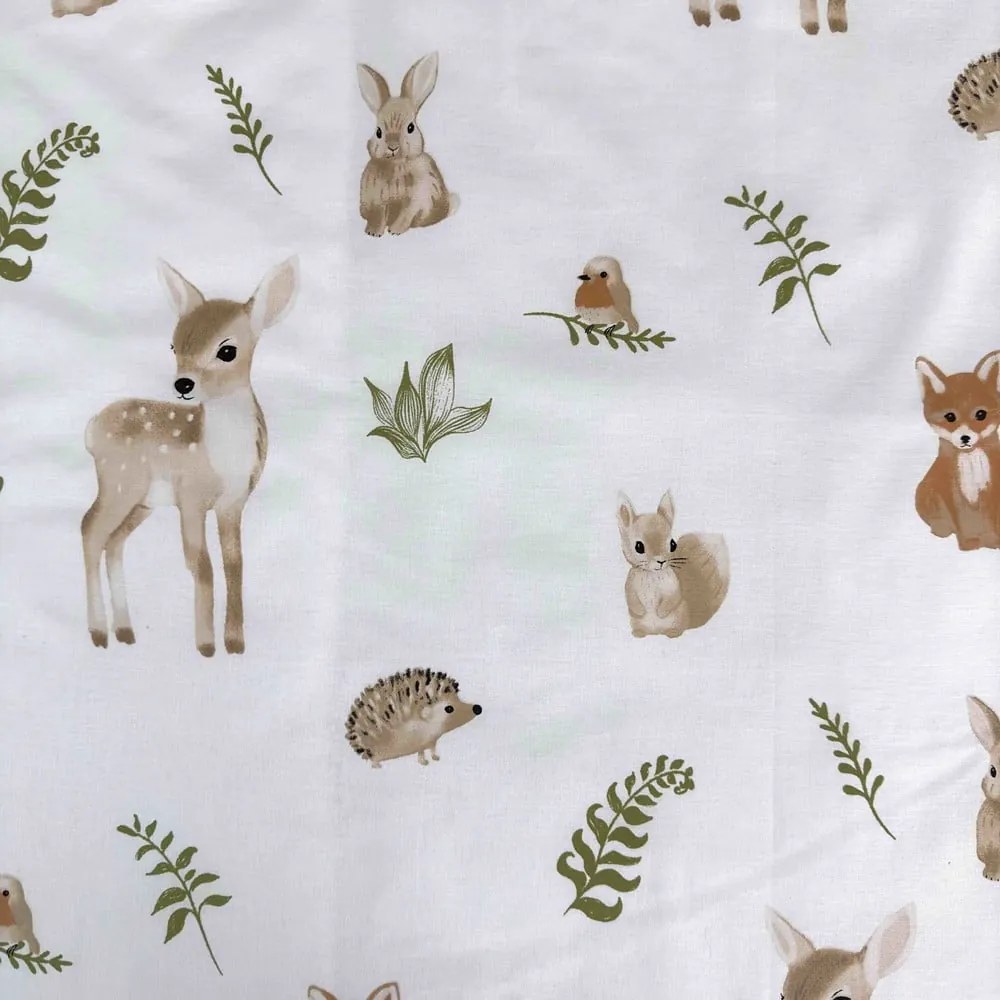 Fehér-barna pamut gyerek ágyneműhuzat babaágyhoz 100x135 cm Forest Animals – Jerry Fabrics