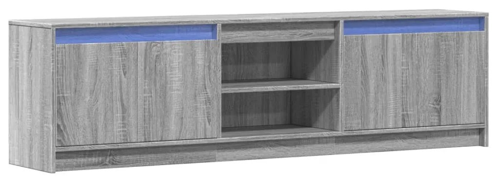szürke sonoma színű szerelt fa LED-es TV-szekrény 180x34x50 cm