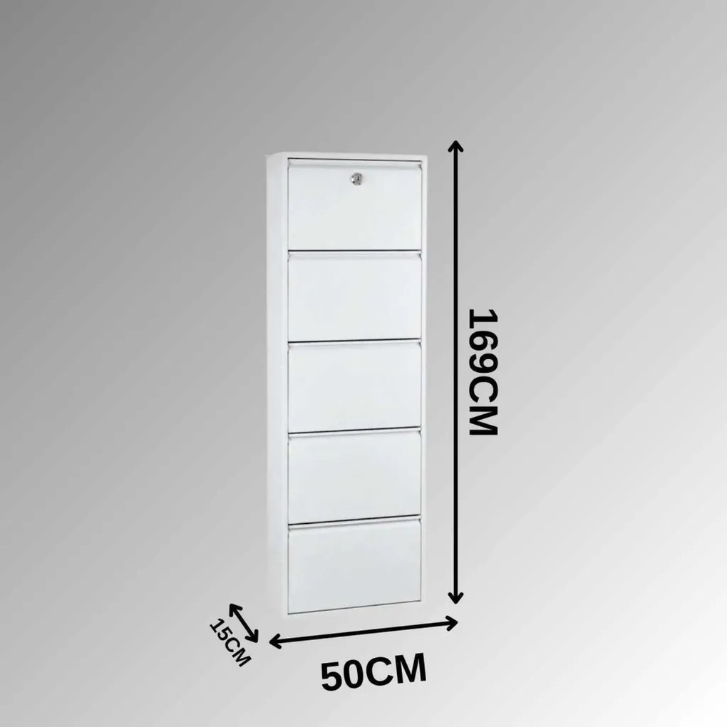 Fém cipősszekrény, fehér, 50 cm – TR307GLM1143