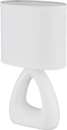 Globo 21731W Asztali lámpa, kerámia fehér, textil fehér, kábel PVC fehér, billenőkapcsoló a kábelen, HxSzxM: 170x100x300mm, kábel hossza 1300mm, 1x E14 40W 230V izzó nélkül
