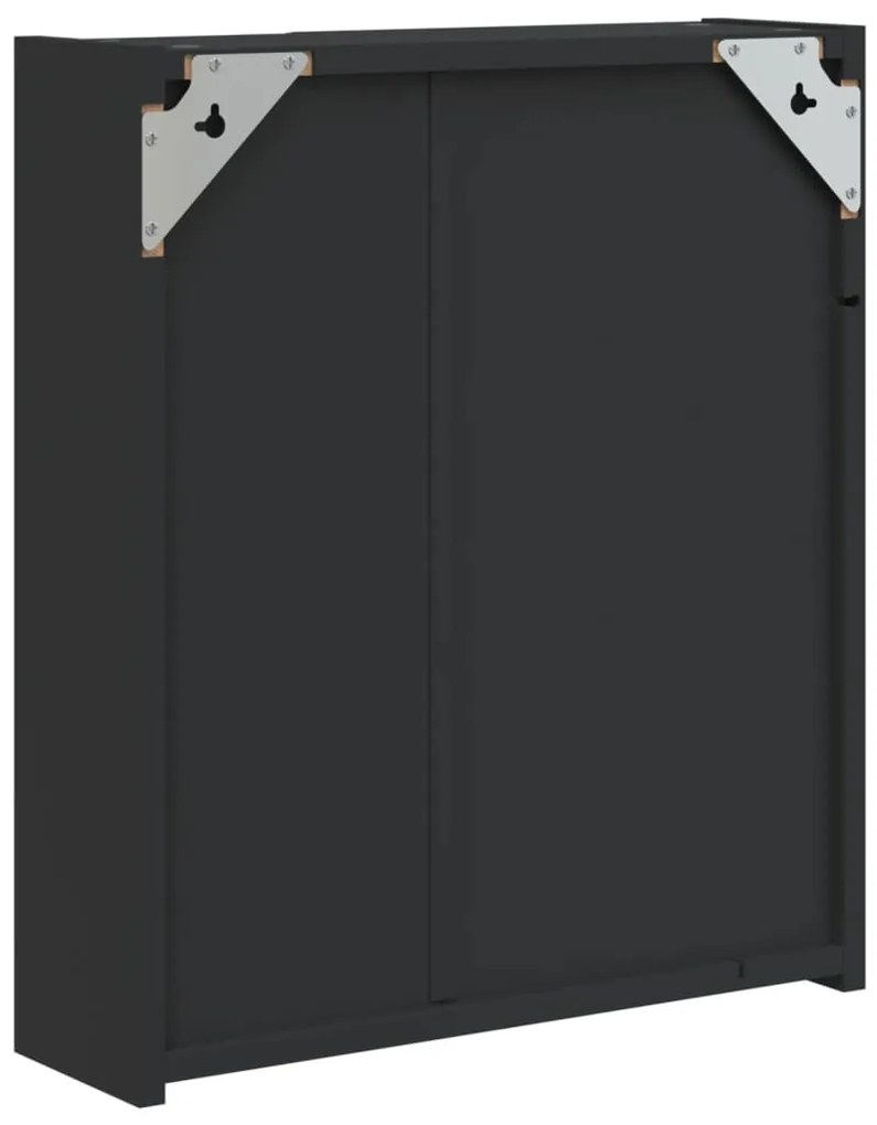 fekete tükrös fürdőszobaszekrény LED-del 45 x 13 x 52 cm