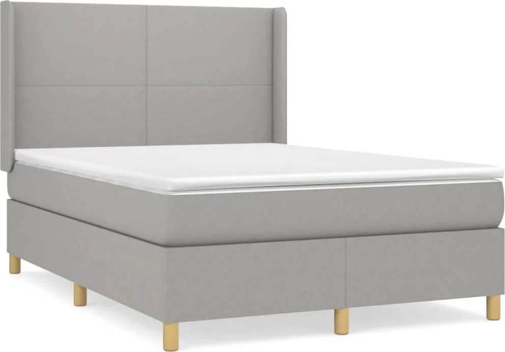 vidaXL világosszürke szövet rugós ágy matraccal 140 x 190 cm