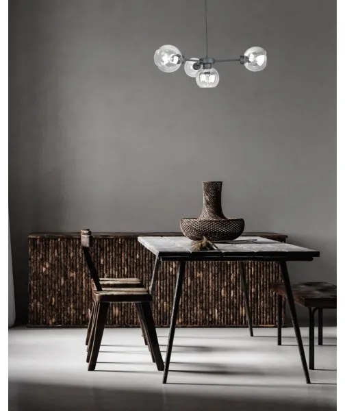 Csillár zsinóron KALIOPE 4xE27/60W/230V fekete/átlátszó