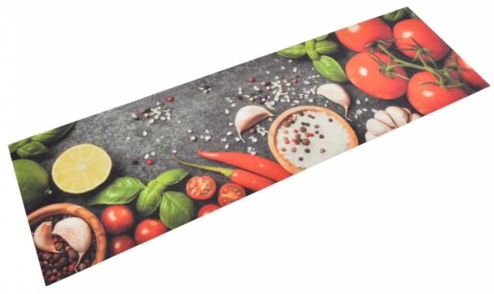 Mosható zöldségmintás bársony konyhai szőnyeg 45x150 cm