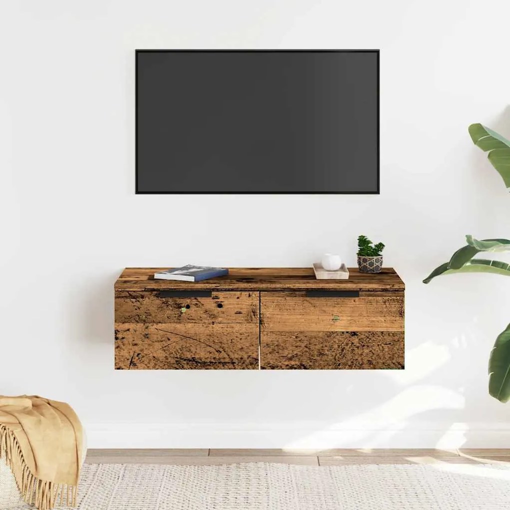 antik fa színű szerelt fa faliszekrény 68 x 30 x 20 cm