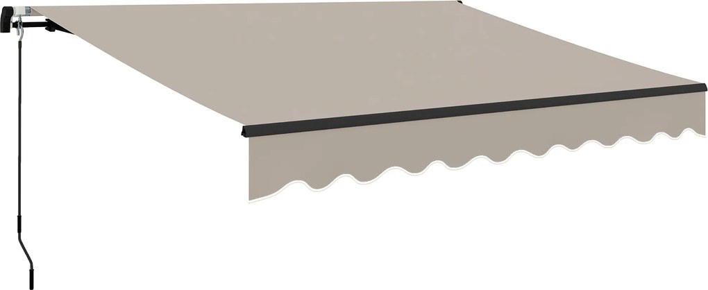 Outsunny Kézi Kihúzható Napernyő 360x220 cm Erkély Napernyő Alumínium Kerekkel 3 Kar és UV30+ Védelem Kültéri Roll-Up Napernyő | Aosom