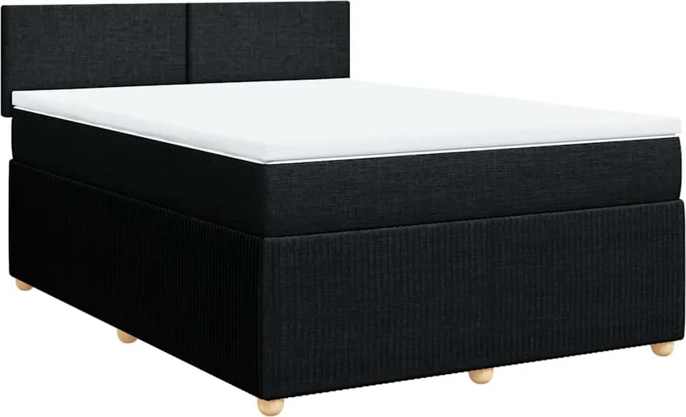 vidaXL fekete szövet rugós ágy matraccal 140 x 190 cm