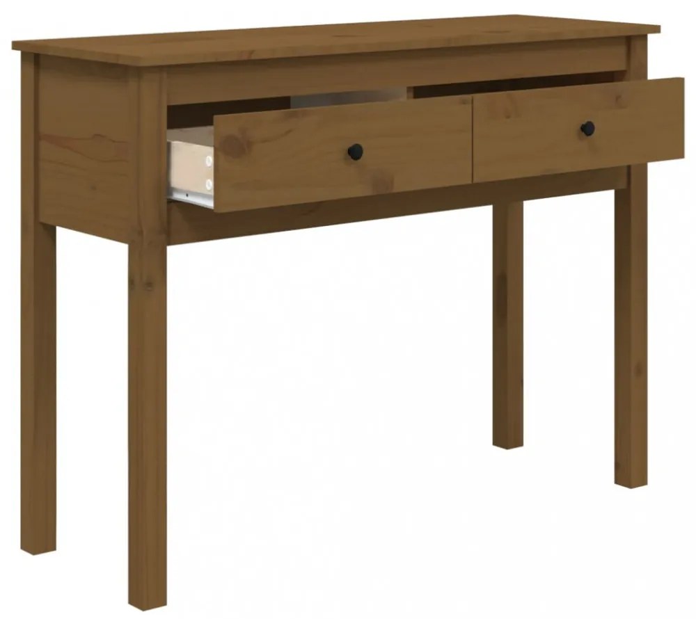 mézbarna tömör fenyőfa tálalóasztal 100 x 35 x 75 cm