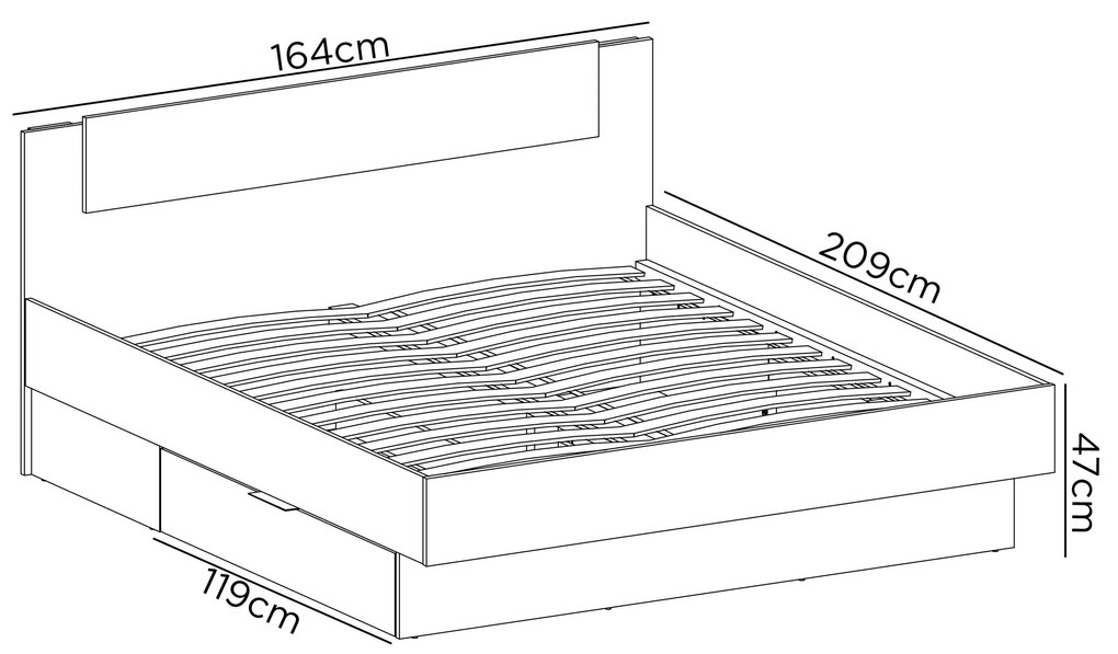 Franciaágy 160 cm Lewell (arany craft + fekete). 1092079