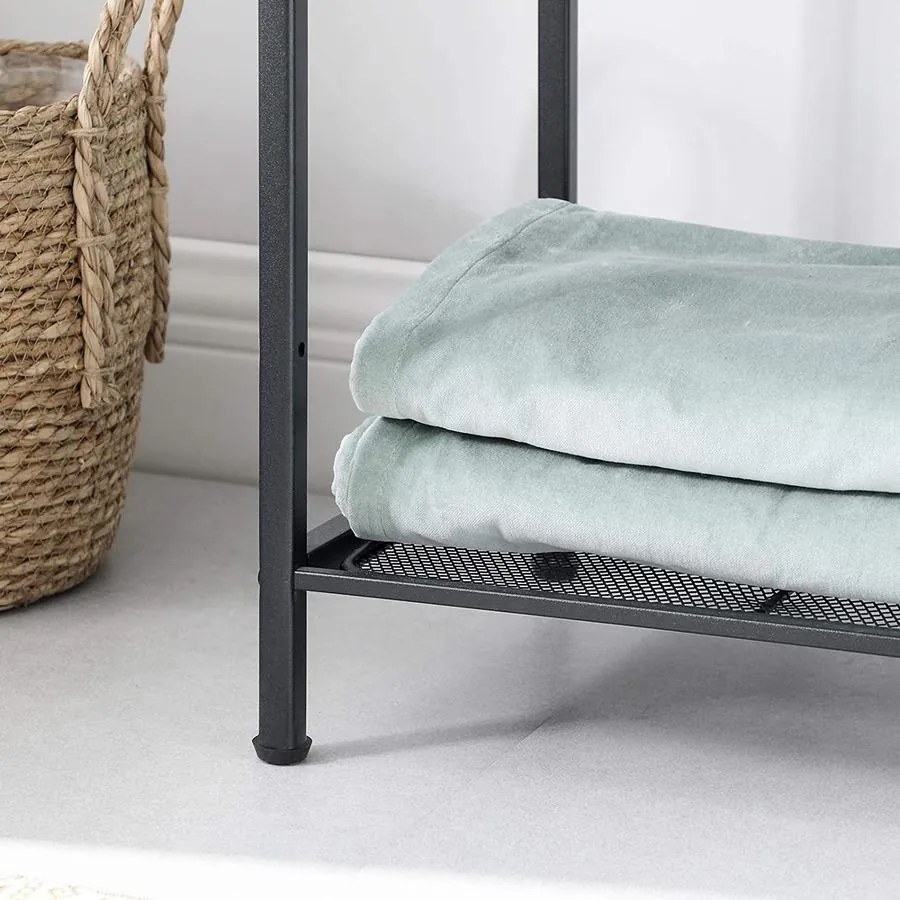 fürdőszobai polc, 5 szintes tároló állvány, fekete