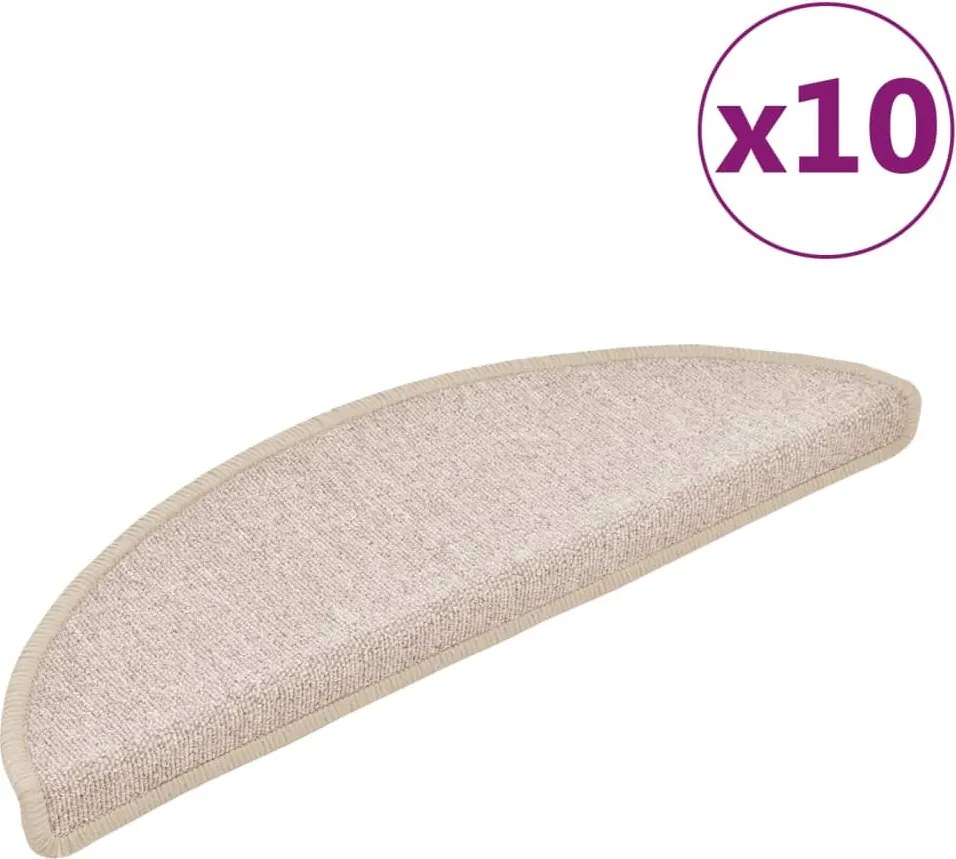 vidaXL 10 db lépcsőszőnyeg 56 x 17 x 3 cm bézs félkör alakú