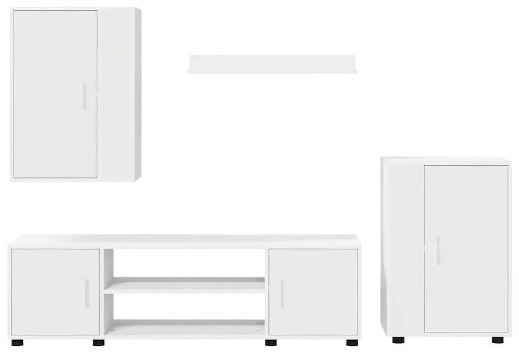 4 részes TV szekrény szett Falra szerelhető 4 pcs Fehér Faanyag