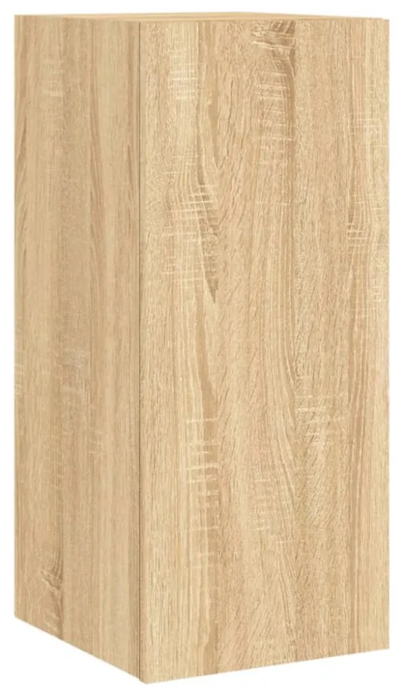 2 db sonoma tölgy színű fali TV-szekrény LED-del 30,5x35x70 cm