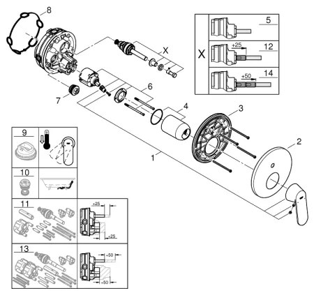GROHE 24045000 - EUROSMART csaptelep kétirányú váltóval, fényes króm